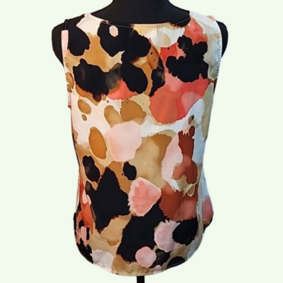 Chicos sleeveless silky top. Ivory, peach, and browns. Size 1. - Picture 3 of 4